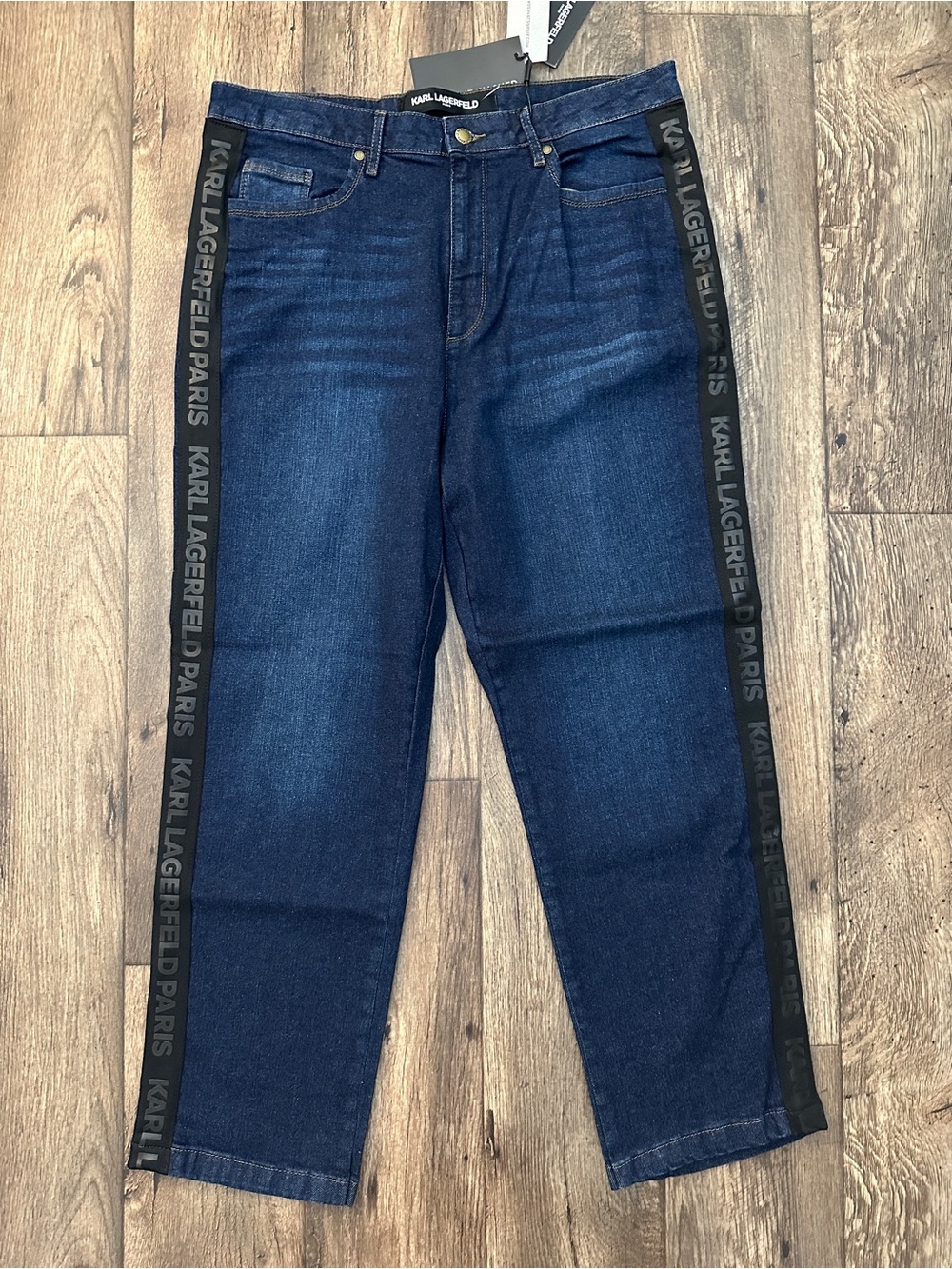 Karl Lagerfeld Cotton Blend Side Logo Denim Jeans Women’s Size 16 Blue